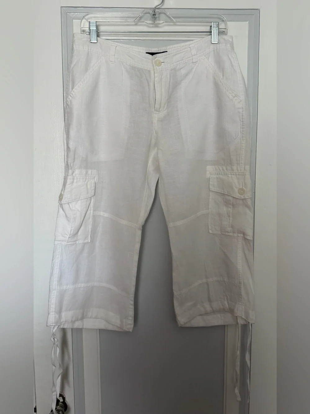 Banana Republic White Women’s Cargo Linen Capri Pants